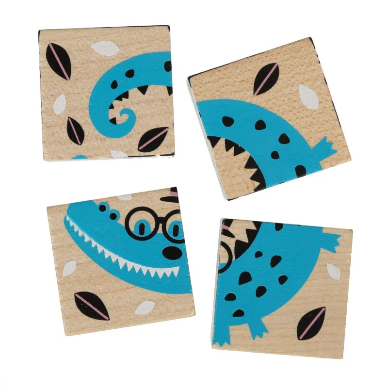 Дървени кубчета Cubika, Животни, 4 кубчета, 6 пъзела